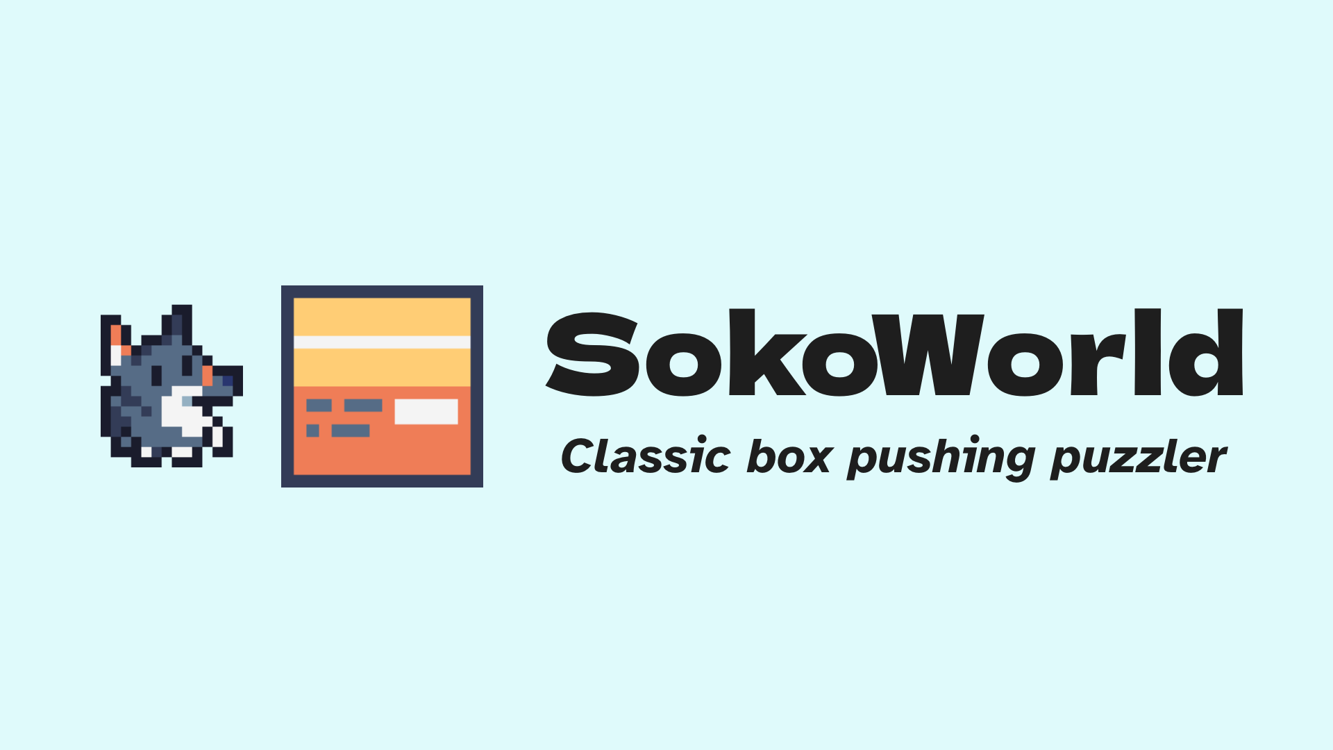 pixel art dog next to a box SokoWorld Classic box pushing puzzler